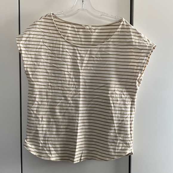 SOFT JOIE French terry heave cap dolman sleeve tee tank top stripes M - Picture 1 of 7